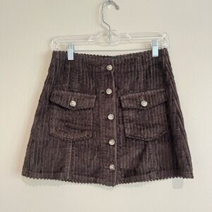 ASOS Brown Corduroy Button-Front Skirt Fall Y2K Cottagecore Size 2P Petite